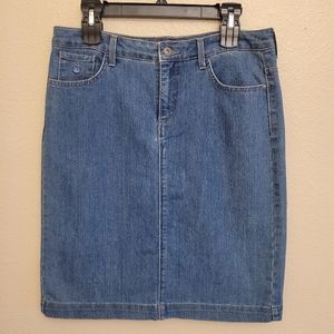 Gloria Vanderbilt Denim Embellished Midi Skirt Size 8